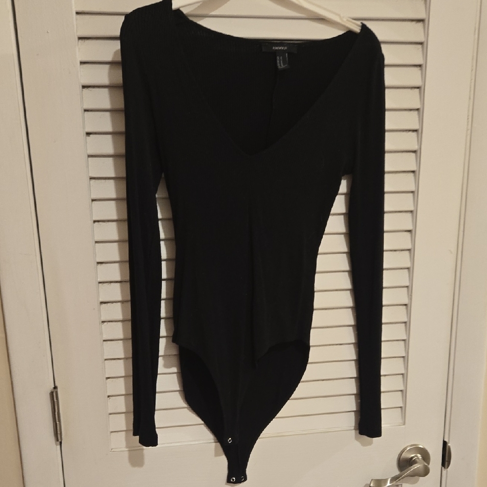 Forever 21 Black V-Neck Bodysuit